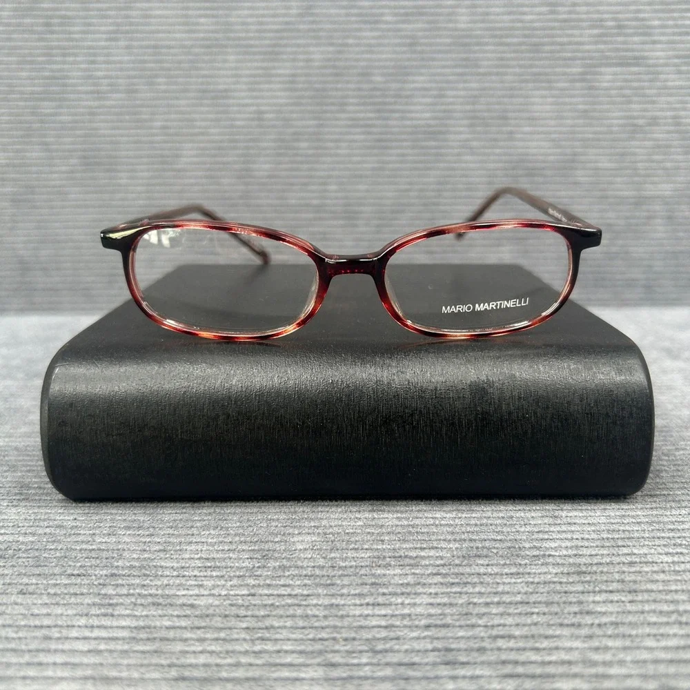 Mario Martinelli Burgundy Tortoise Oval Y2k Eyeglass Frames 48-16 31924